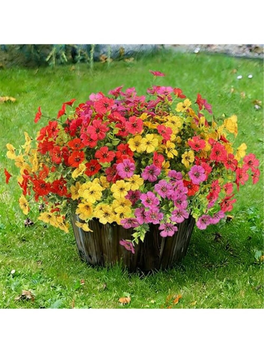 12 Bundle Faux Silk Daisy Eucalyptus UV Resistant Outdoor Fake Flowers Decor
